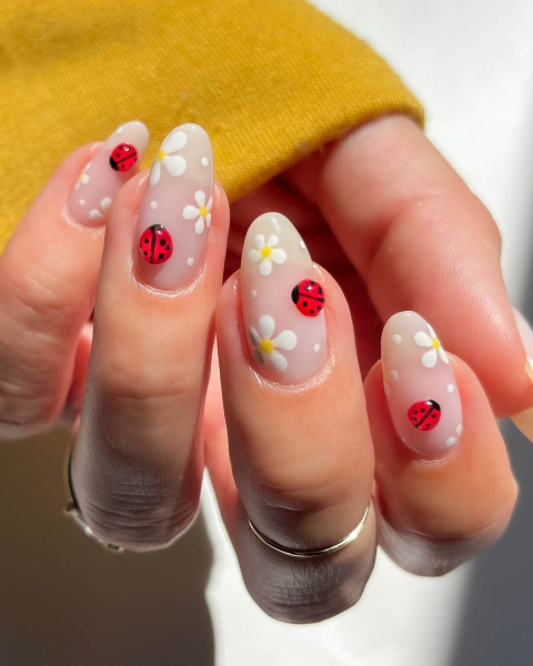 Ladybugs and flowers by thatglosssauce.